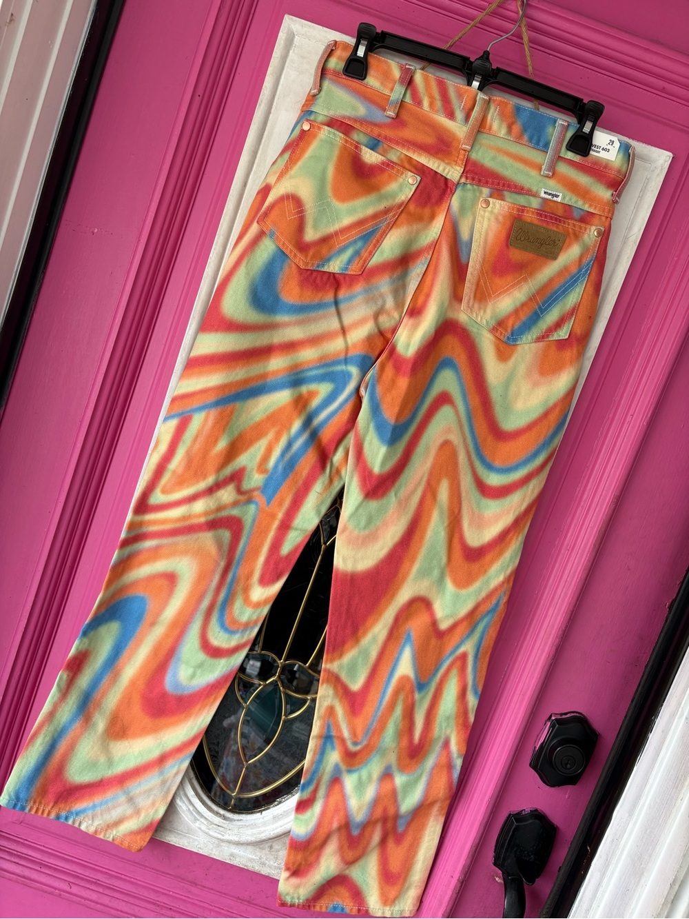 Wrangler Wild West 603 High Rise Straight Rainbow Wave Jeans 29 NWT hippie fall